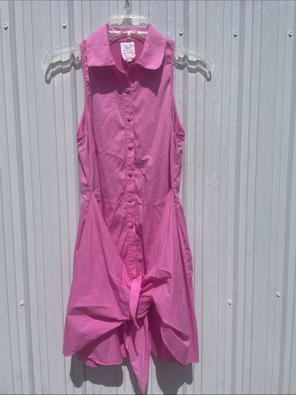 Cinq a Sept Hot Pink Sleeveless Button-Down Dress